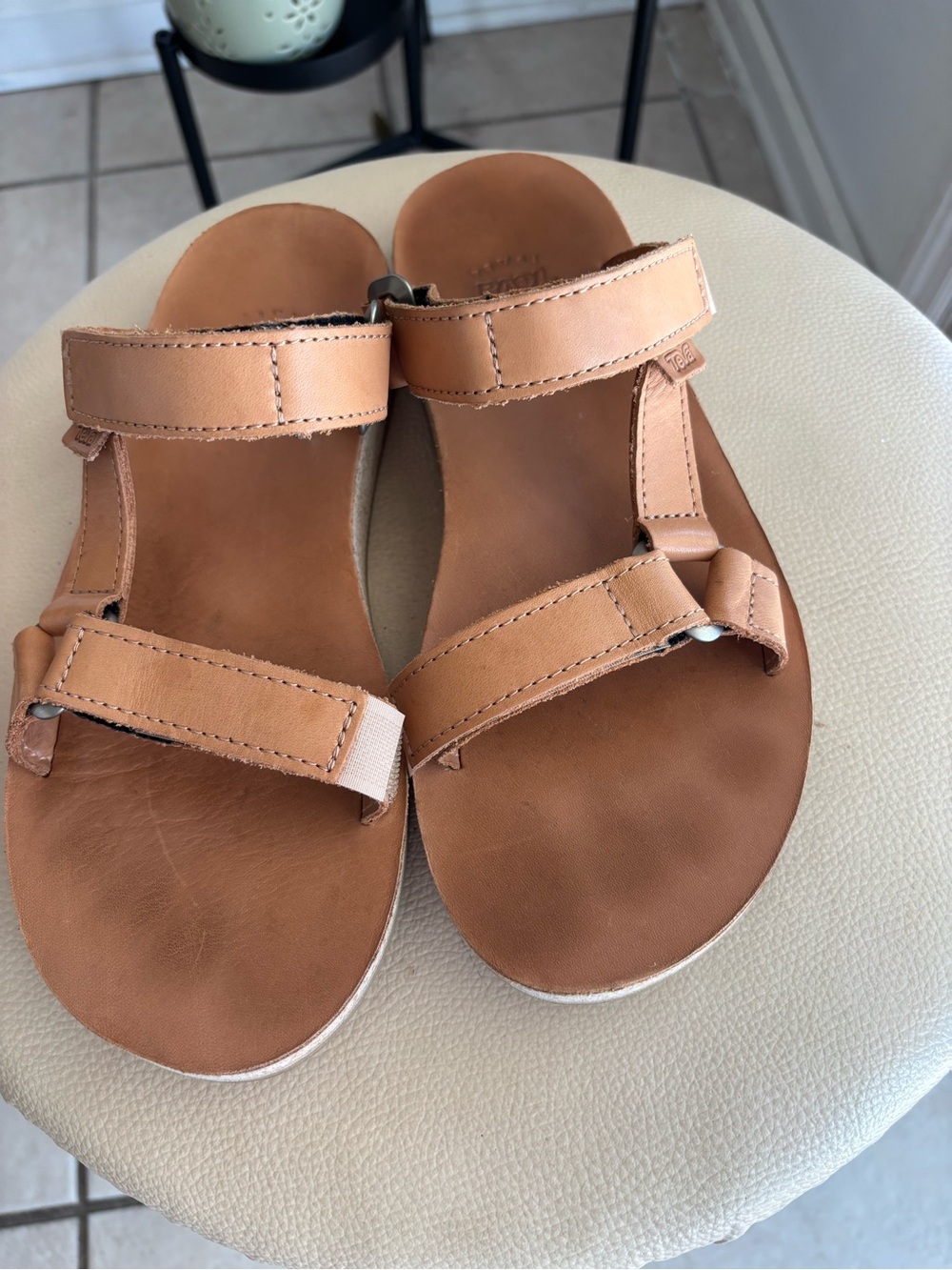 Teva Tan Leather Strappy Sandals